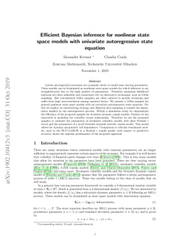Efficient Bayesian inference for nonlinear state space models with
  univariate autoregressive state equation