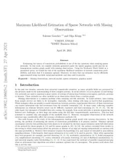 Maximum Likelihood Estimation of Sparse Networks with Missing
  Observations