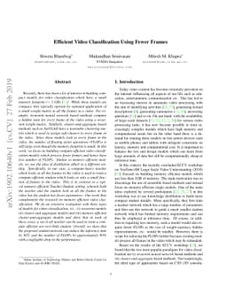 Efficient Video Classification Using Fewer Frames