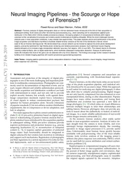 Neural Imaging Pipelines - the Scourge or Hope of Forensics?