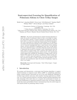 Semi-supervised Learning for Quantification of Pulmonary Edema in Chest
  X-Ray Images