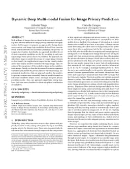 Dynamic Deep Multi-modal Fusion for Image Privacy Prediction