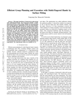 Efficient Grasp Planning and Execution with Multi-Fingered Hands by
  Surface Fitting