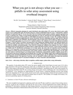 What you get is not always what you see: pitfalls in solar array
  assessment using overhead imagery