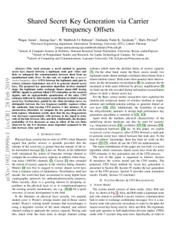 Shared Secret Key Generation via Carrier Frequency Offsets