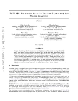SAFE ML: Surrogate Assisted Feature Extraction for Model Learning