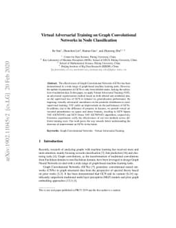 Virtual Adversarial Training on Graph Convolutional Networks in Node
  Classification