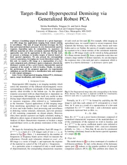 Target-based Hyperspectral Demixing via Generalized Robust PCA