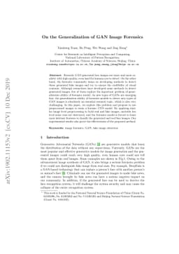 On the generalization of GAN image forensics