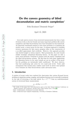 On the convex geometry of blind deconvolution and matrix completion