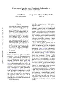 Reinforcement Learning based Curriculum Optimization for Neural Machine
  Translation