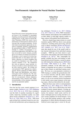 Non-Parametric Adaptation for Neural Machine Translation