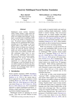 Massively Multilingual Neural Machine Translation