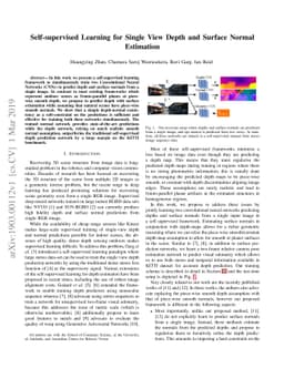 Self-supervised Learning for Single View Depth and Surface Normal
  Estimation