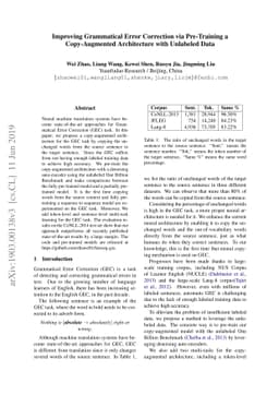 Improving Grammatical Error Correction via Pre-Training a Copy-Augmented
  Architecture with Unlabeled Data