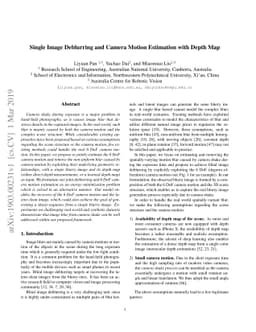 Single Image Deblurring and Camera Motion Estimation with Depth Map