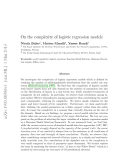 On the complexity of logistic regression models