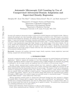 Automatic microscopic cell counting by use of unsupervised adversarial
  domain adaptation and supervised density regression