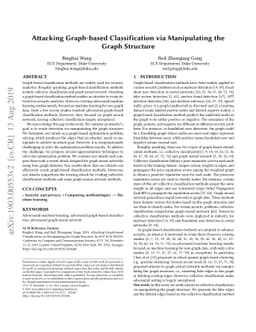 Attacking Graph-based Classification via Manipulating the Graph
  Structure