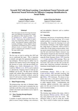 Towards NLP with Deep Learning: Convolutional Neural Networks and
  Recurrent Neural Networks for Offensive Language Identification in Social
  Media