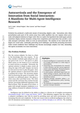 Autocurricula and the Emergence of Innovation from Social Interaction: A
  Manifesto for Multi-Agent Intelligence Research