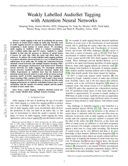 Weakly Labelled AudioSet Tagging with Attention Neural Networks