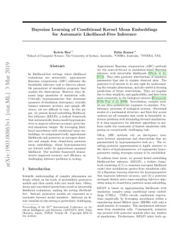 Bayesian Learning of Conditional Kernel Mean Embeddings for Automatic
  Likelihood-Free Inference