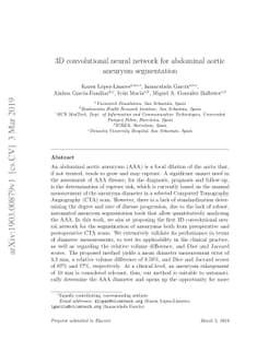 3D convolutional neural network for abdominal aortic aneurysm
  segmentation