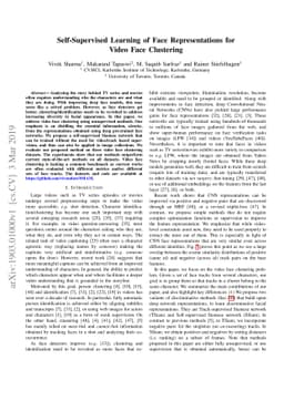 Self-Supervised Learning of Face Representations for Video Face
  Clustering