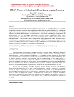 SECNLP: A Survey of Embeddings in Clinical Natural Language Processing