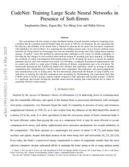CodeNet: Training Large Scale Neural Networks in Presence of Soft-Errors