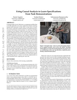 Using Causal Analysis to Learn Specifications from Task Demonstrations