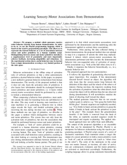 Learning Sensory-Motor Associations from Demonstration