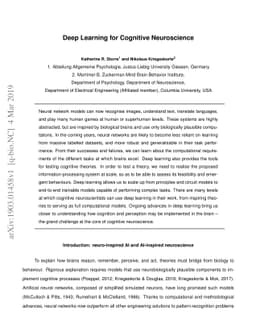 Deep Learning for Cognitive Neuroscience
