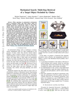 Mechanical Search: Multi-Step Retrieval of a Target Object Occluded by
  Clutter