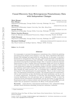 Causal Discovery from Heterogeneous/Nonstationary Data with Independent
  Changes