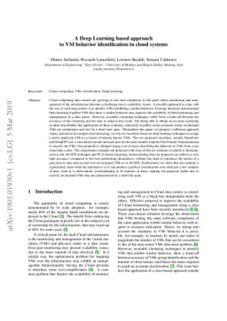 A Deep Learning based approach to VM behavior identification in cloud
  systems