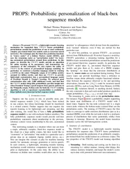 PROPS: Probabilistic personalization of black-box sequence models