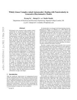 Widely Linear Complex-valued Autoencoder: Dealing with Noncircularity in
  Generative-Discriminative Models