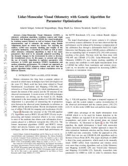 Lidar-Monocular Visual Odometry with Genetic Algorithm for Parameter
  Optimization