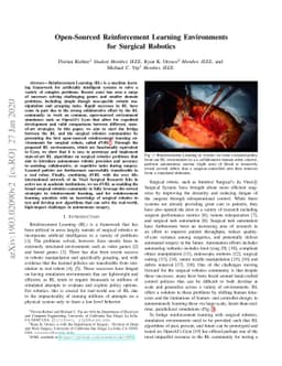 Open-Sourced Reinforcement Learning Environments for Surgical Robotics