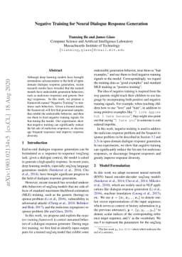 Negative Training for Neural Dialogue Response Generation