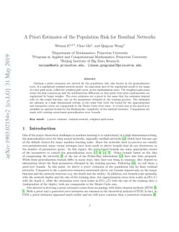 A Priori Estimates of the Population Risk for Residual Networks