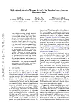 Bidirectional Attentive Memory Networks for Question Answering over
  Knowledge Bases