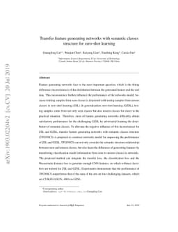 Transfer feature generating networks with semantic classes structure for
  zero-shot learning