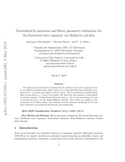 Generalized $k$-variations and Hurst parameter estimation for the
  fractional wave equation via Malliavin calculus