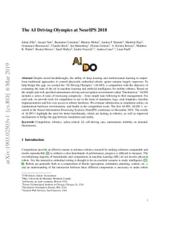 The AI Driving Olympics at NeurIPS 2018