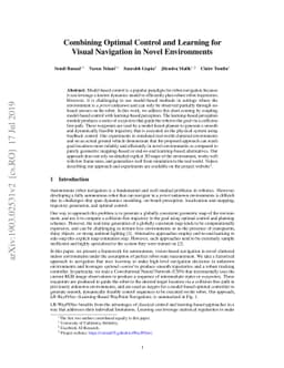 Combining Optimal Control and Learning for Visual Navigation in Novel
  Environments