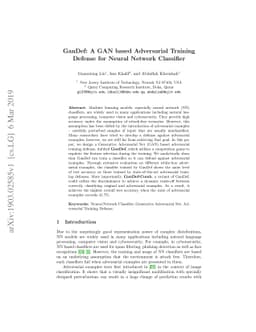 GanDef: A GAN based Adversarial Training Defense for Neural Network
  Classifier