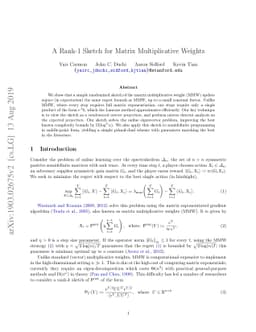 A Rank-1 Sketch for Matrix Multiplicative Weights